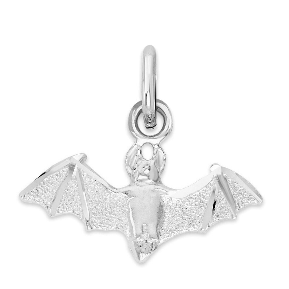 Solid 14k White Gold Bat Charm - Halloween Jewelry Gifts for Her